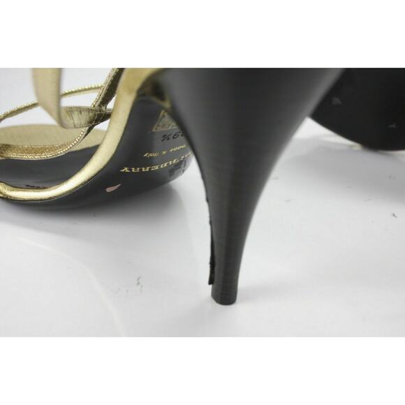Burberry Gold Check Strappy Leather High Heel Sandals Size 39.5 New $550 - Picture 5 of 10